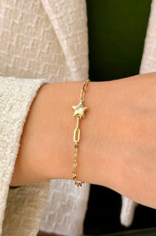 14 Ayar Altın Yıldızlı Bileklik