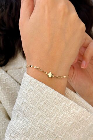 14 Ayar Altın Yıldızlı Bileklik