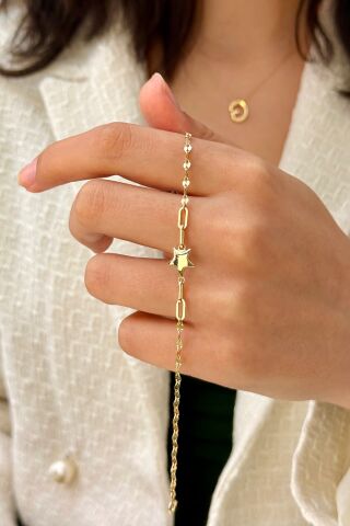 14 Ayar Altın Yıldızlı Bileklik