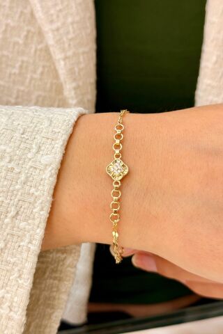 14 Ayar Altın Taşlı Bileklik