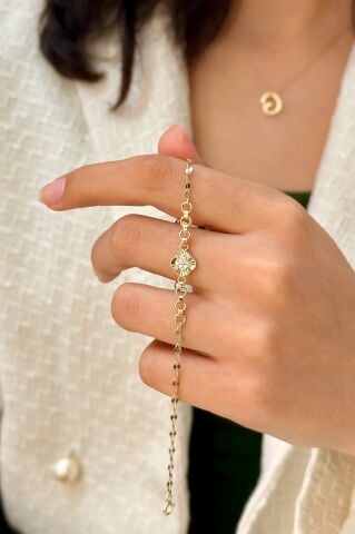 14 Ayar Altın Taşlı Bileklik