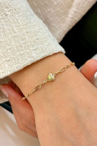 14 Ayar Altın Kalpli Bileklik