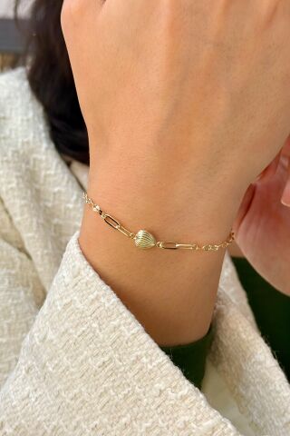 14 Ayar Altın Kalpli Bileklik