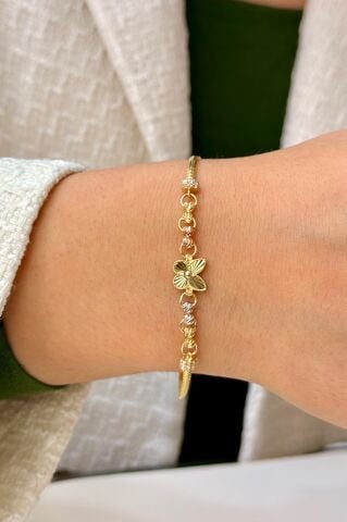 14 Ayar Altın Kelebekli Bileklik