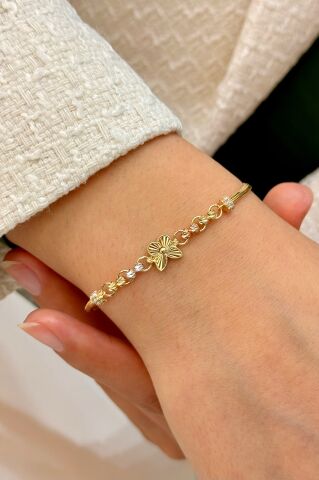 14 Ayar Altın Kelebekli Bileklik