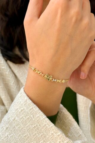 14 Ayar Altın Kelebekli Bileklik