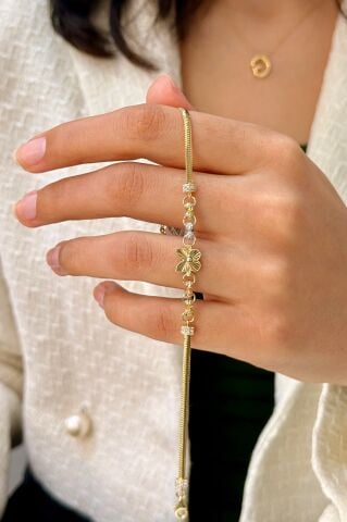 14 Ayar Altın Kelebekli Bileklik