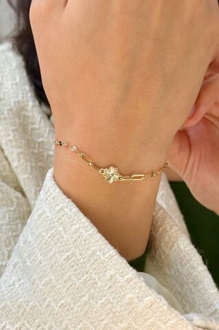 14 Ayar Altın Yoncalı Bileklik