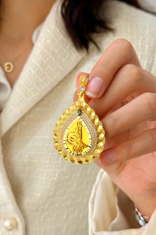 14 Ayar Altın Tuğralı Kolye Ucu