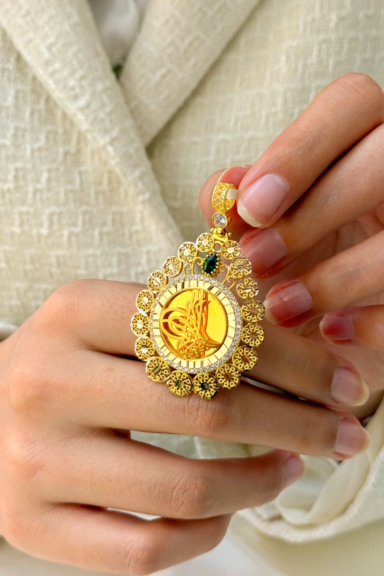 14 Ayar Altın Tuğralı Kolye Ucu