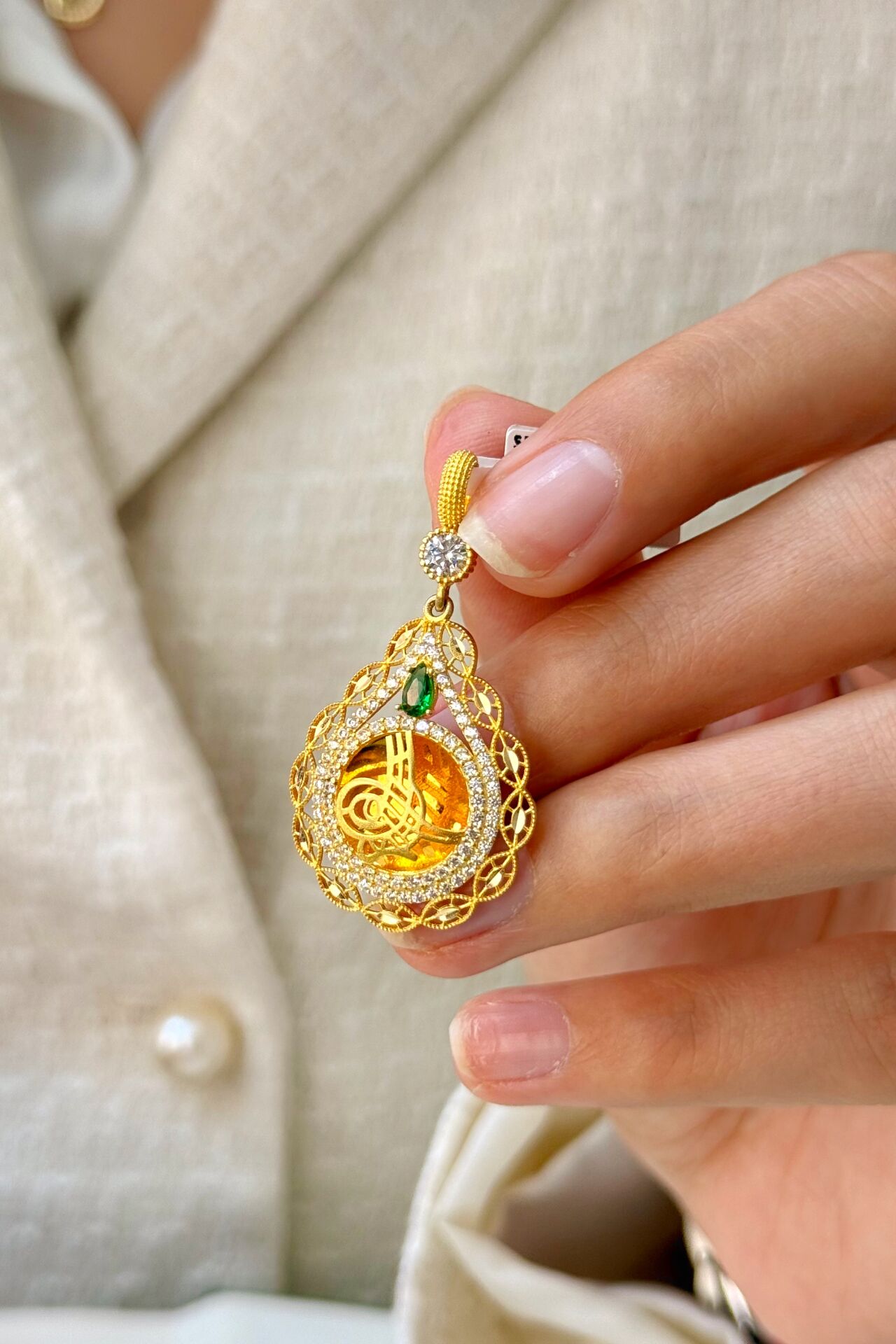 14 Ayar Altın Tuğralı Kolye Ucu