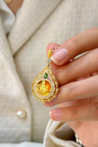 14 Ayar Altın Tuğralı Kolye Ucu