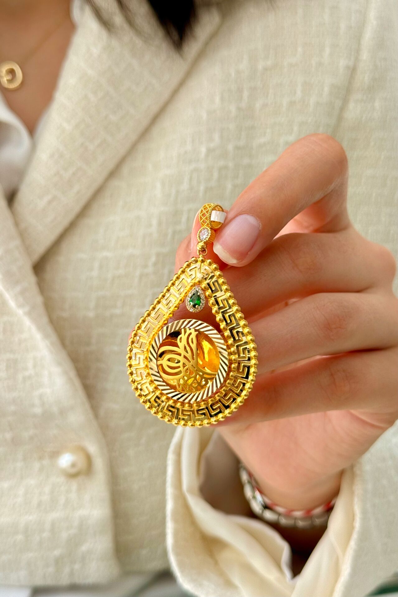 14 Ayar Altın Tuğralı Kolye Ucu