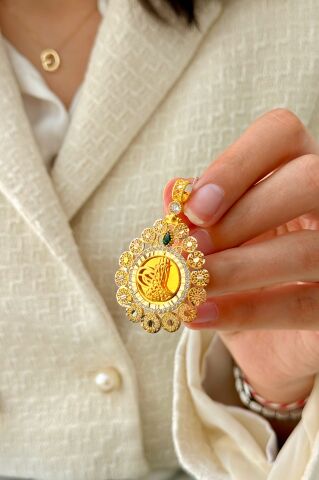 14 Ayar Altın Tuğralı Kolye Ucu