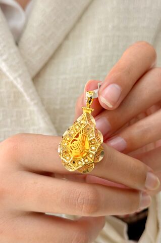 14 Ayar Altın Tuğralı Füzyon Kolye Ucu