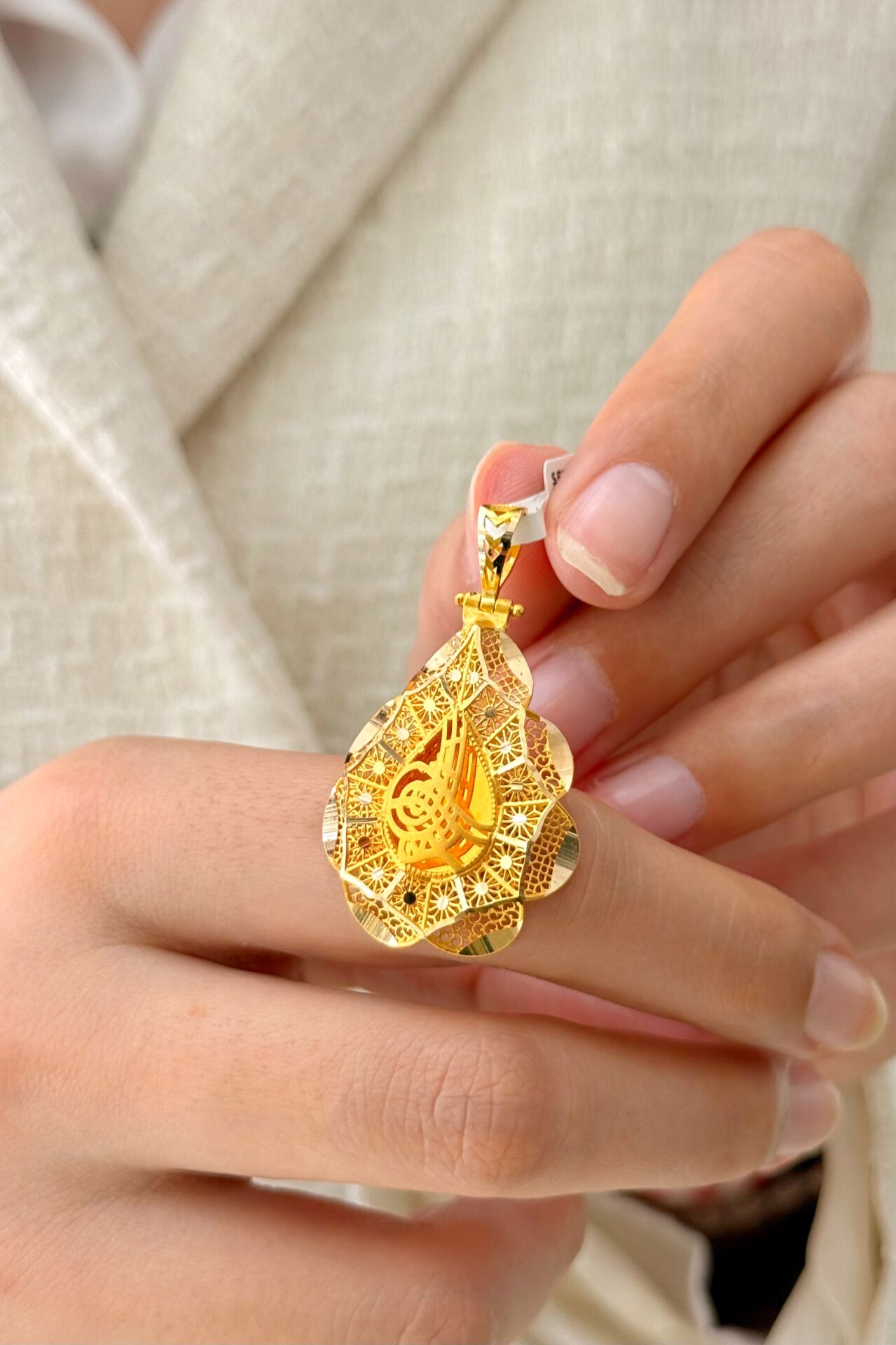 14 Ayar Altın Tuğralı Füzyon Kolye Ucu