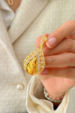 14 Ayar Altın Tuğralı Kolye Ucu