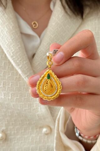 14 Ayar Altın Tuğralı Kolye Ucu