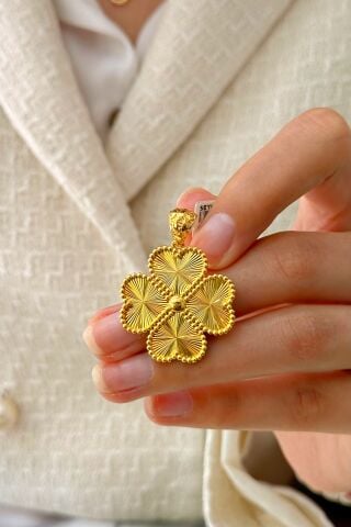 14 Ayar Altın Yonca Kolye Ucu