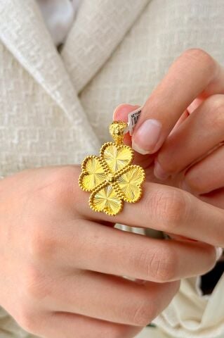 14 Ayar Altın Yonca Kolye Ucu