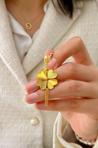 14 Ayar Altın Yonca Kolye Ucu