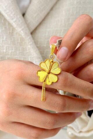 14 Ayar Altın Yonca Kolye Ucu