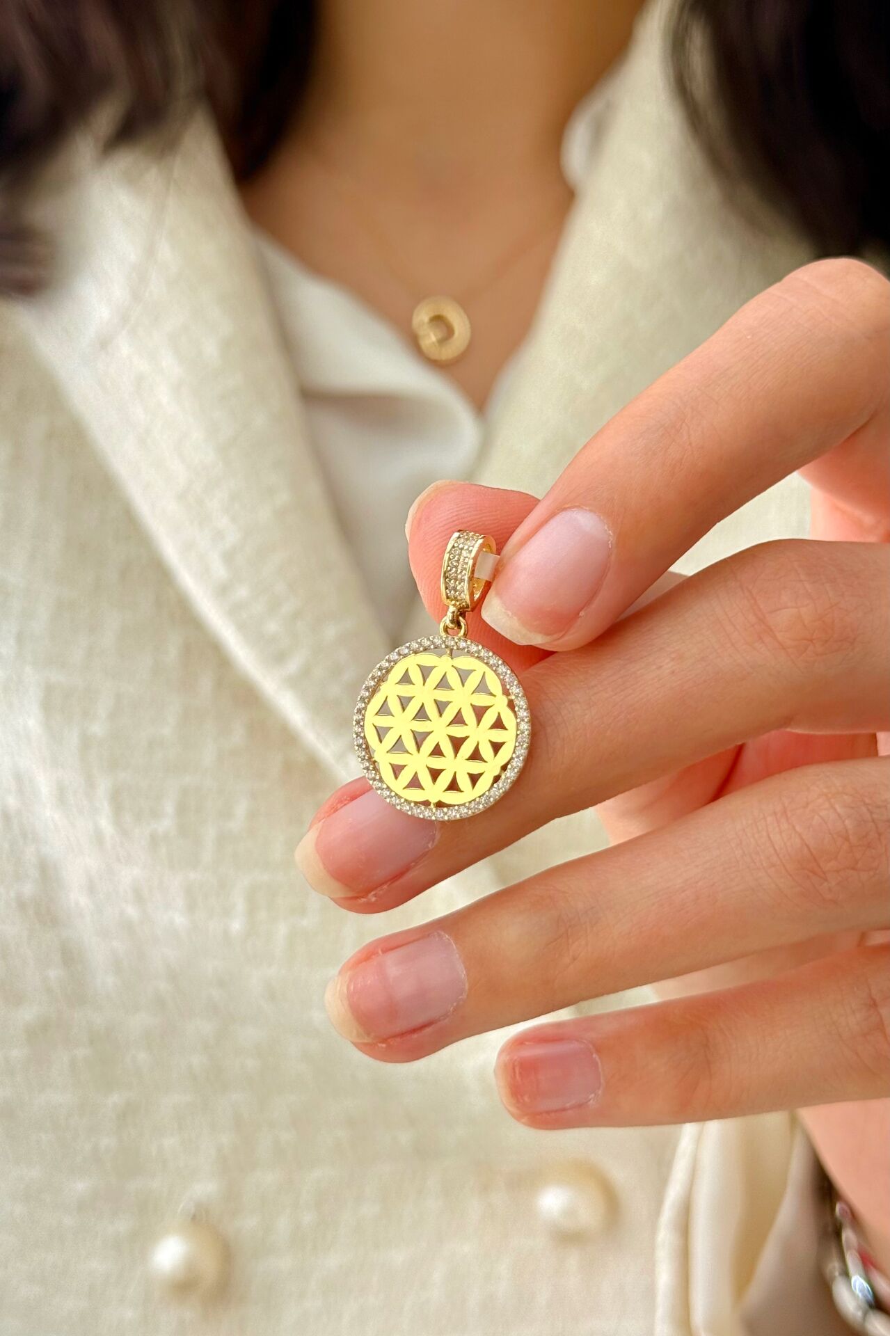 14 Ayar Altın Yaşam Çiçeği Kolye Ucu