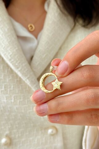 14 Ayar Altın Ayyıldız Kolye Ucu