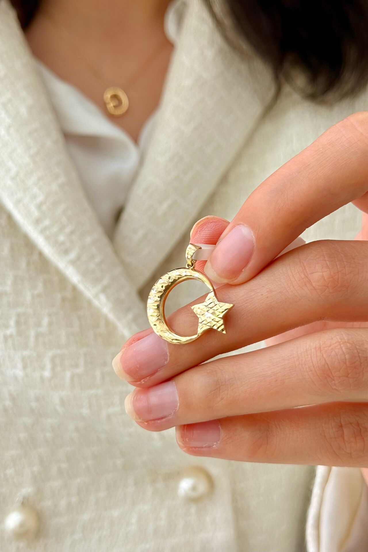 14 Ayar Altın Ayyıldız Kolye Ucu