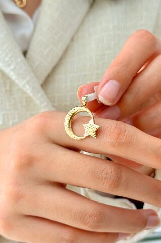 14 Ayar Altın Ayyıldız Kolye Ucu