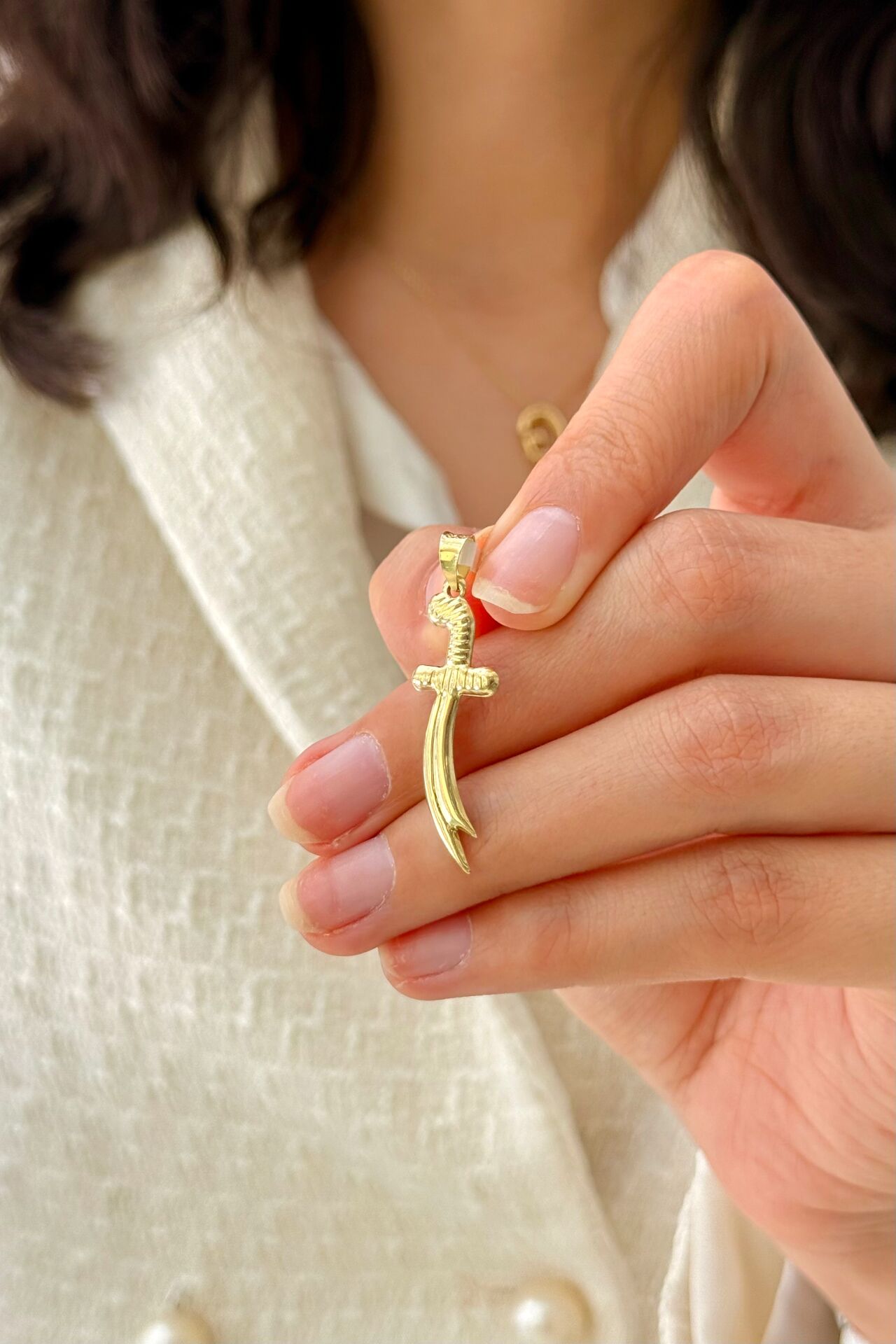 14 Ayar Altın Zülfikar Kılıç Kolye Ucu