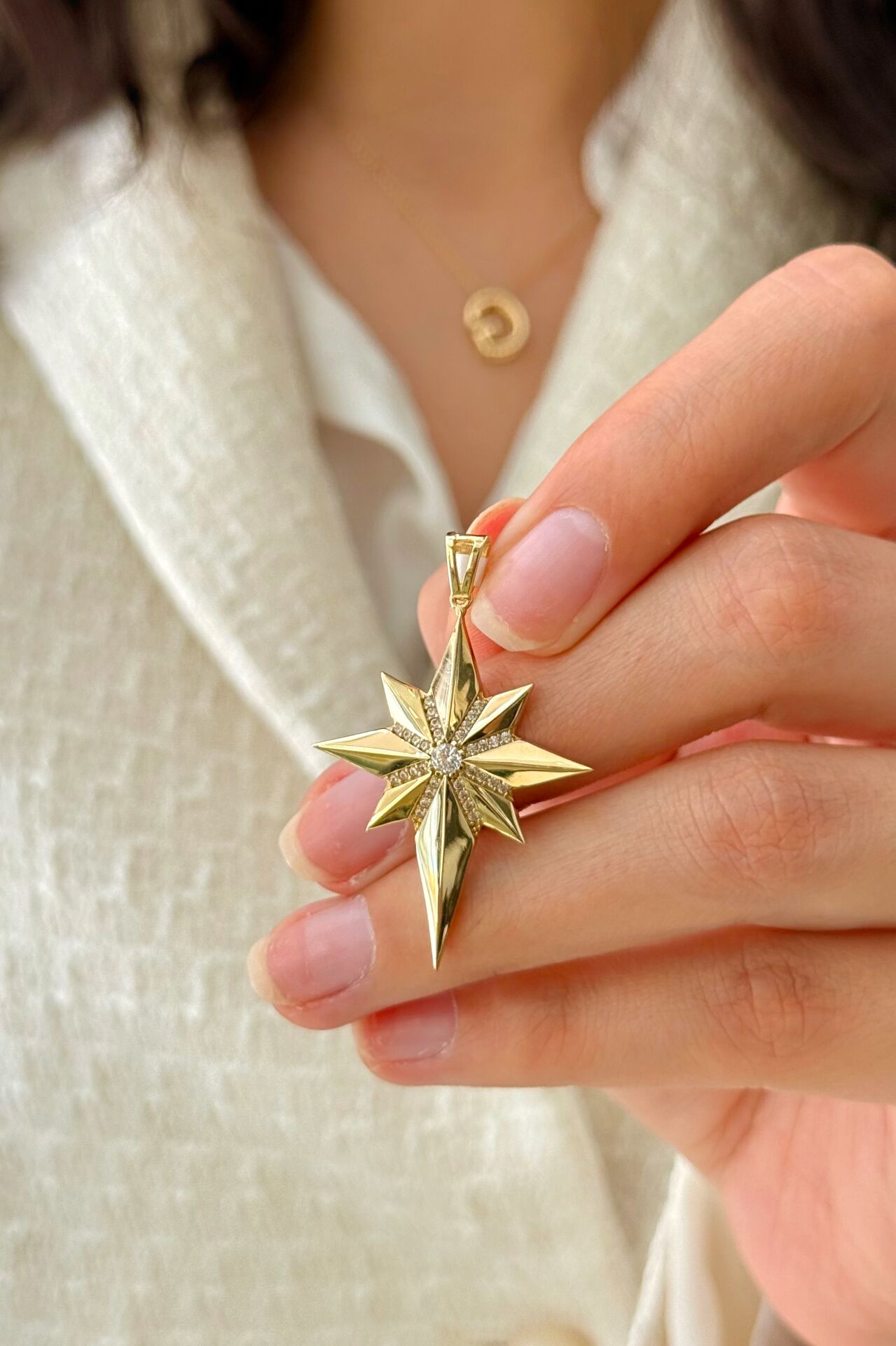 14 Ayar Altın Kuzey Yıldızı Kolye Ucu