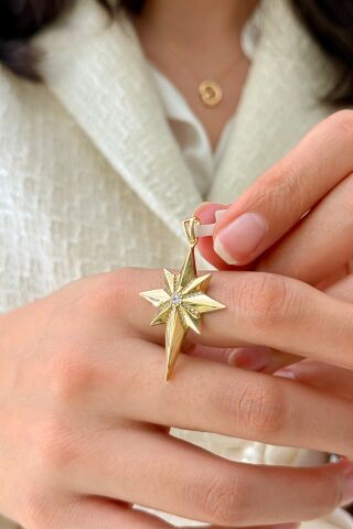 14 Ayar Altın Kuzey Yıldızı Kolye Ucu