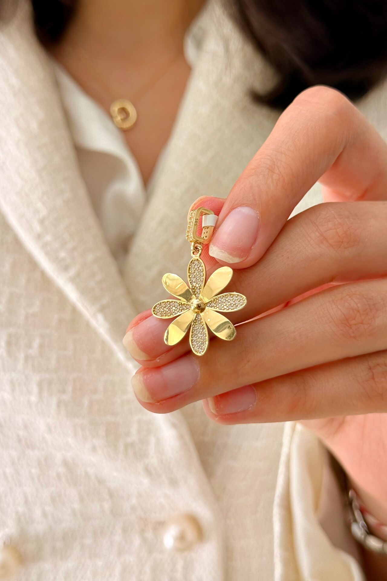 14 Ayar Altın Papatya Kolye Ucu