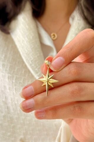 14 Ayar Altın Kuzey Yıldızı Kolye Ucu