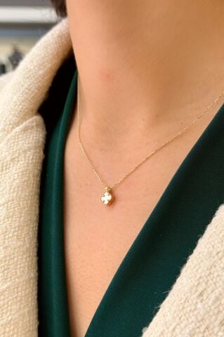 14 Ayar Altın Sedefli Yonca Kolye